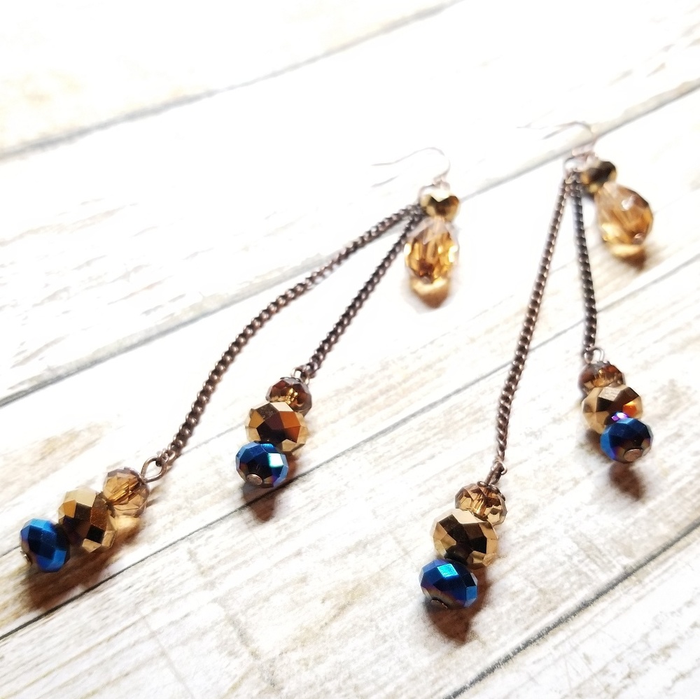 E2504 Faceted Bead Dangle Earrings - Picture 2 of 6